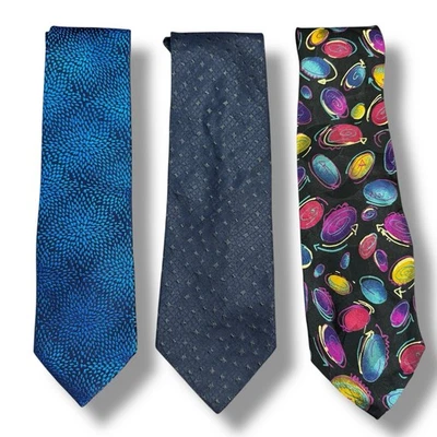 Lot of 3 Silk Ties Charles Tyrwhitt Pavone Marco Cellini Mens Dress Neckties - Image 1 of 3