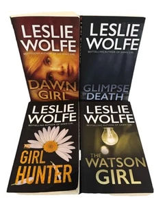 4 LESLIE WOLFE Detective Crime Novel BOOK LOT DAWN GIRL HUNTER GLIMPSE OF DEATH - Picture 1 of 3