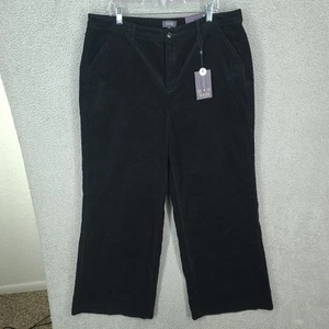NYDJ Pants Womens 18 Plus Wide Leg Corduroy Y2k Black Ribbed Whitney Trouser NWT - Picture 1 of 13