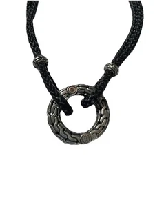 John Hardy Sterling Kabel Kreis Armband Seidenkordel Sterling Beschläge verstellbar - Bild 1 von 10