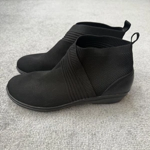Clarks Womens Boots Size 11 Black Knit Sock Ankle Bootie Slip On Wedge Comfort - Picture 1 of 12