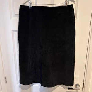 Falda midi Planet para mujer 100 % cuero genuino negra talla 16 - Imagen 1 de 5