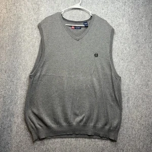 Chaps Black Logo 100% Cotton Size XXL Men's Gray Sweater Vest - Picture 1 of 12