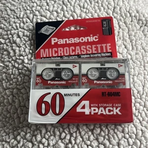 Panasonic Micro Cassette Tapes 60 min 4 Pack w/ Storage Case RT-604MC New - Picture 1 of 2