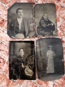 4 RETRATOS VINTAGE TIPO LATA FOTOS ANTIGUAS NEGATIVOS LOTE SURTIDO FOTOS - Imagen 1 de 8