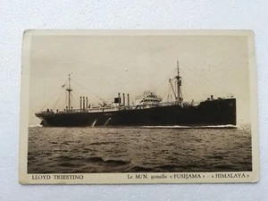 LLOYD TRIESTINO CARTOLINA ILLUSTRATA IN BIANCO E NERO -  FUSIJAMA E HIMALAYA  - Picture 1 of 2