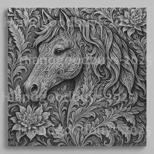 Laser Engraved BEAUTIFUL FLORAL HORSE 4x4 Ceramic Tile - One Of A Kind - Picture 1 of 1