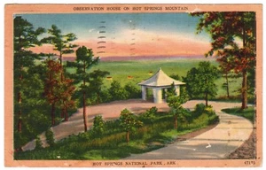 Vintage Postcard Arkansas Observation House Hot Springs National Park 1954 pm - Picture 1 of 2