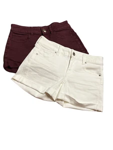 American Eagle Outfitters Lot of 2 Women’s Size 2 Red & White Denim Jean Shorts - Picture 1 of 10