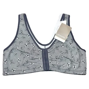 Amoena Frances Wire-free Front-Closure Bra 2128 Gray Lace Print Size Med A/B - Picture 1 of 7