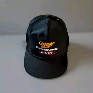 DE COLECCIÓN Miller Genuino Borrador Luz Gorra Snap Back Negro Camionero Cuerda Excelente Estado - Imagen 1 de 5