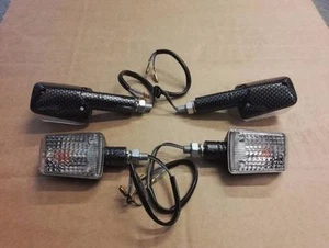 2 Pairs Motorcycle Bike Trike Motorbike Indicators Carbon Clear Mini Long Short - Picture 1 of 1