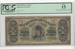 1878 DOC, DC-8f, $1 Toronto SN# 958293 Plate D, PCGS, F-15 Plain,Insc. on back - Picture 1 of 2