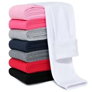 Girls Fleece Lined Leggings Cotton Kids Winter Warm Leggings Thick Thermal Ti... - Picture 1 of 6