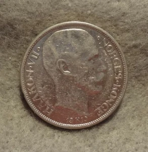 1910 NORWAY 1 KRONE .800 KM-369. MINTAGE 100,000 "KEY COIN" - Picture 1 of 2
