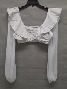 Tularosa Shirt Womens Medium White Ruffles Bohemian Cropped Boho - Bild 1 von 11
