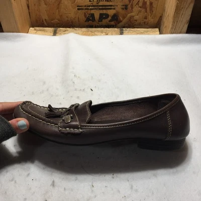 Mocasines de cuero Mootsies Tootsies para mujer 7,5 M marrón borla detalles de mordida de caballo Foto 1 de 4