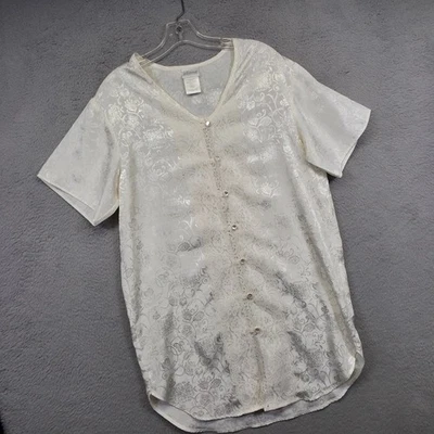 Camisón Adonna Mujer S Blanco Satinado Floral Jacquard Encaje Perla Cottagecore De Colección Foto 1 de 4