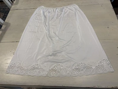 Shadowline половина скольжения женщин большой белый 26 дюймов нейлона юбки кружева кромки США - Изображение 1 из 4