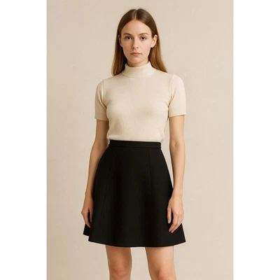 Susie Tompkins Esprit de Corp Black A-Line Wool Skirt Size M woolmark 80s USA - Image 1 of 4