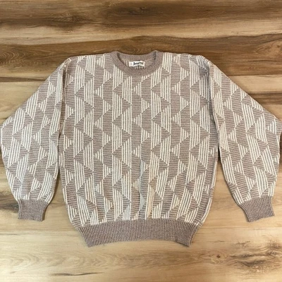 Vintage Jantzen Sweater Mens Large Geometric Pattern Crewneck Textured USA 80s. - Image 1 of 4