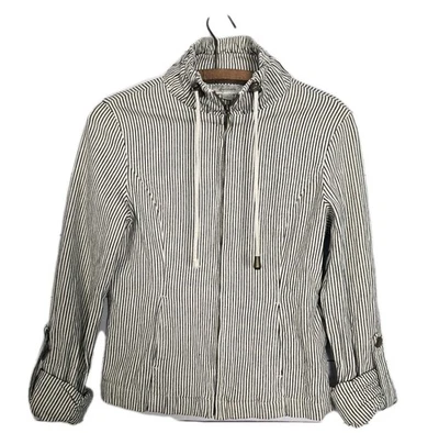 Chaqueta a Rayas Negro Blanco Cremallera Cuello Para Mujer Talla S Vestido Granero LEER DISCO Foto 1 de 4