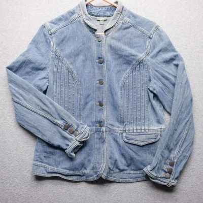 Chaqueta de mezclilla para mujer Jill azul mediana ajustada con botones informal estilo militar Foto 1 de 4