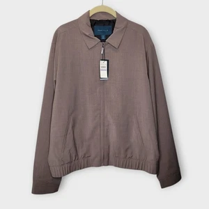 Perry Ellis Wool Blend Bomber Jacket 42R Winetasting Heather NEW - Picture 1 of 5