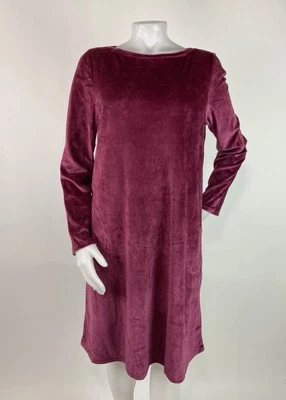 Vestido PureJill Talla Mediana Arándano Pima Mezcla Algodón Terciopelo Rojo Bolsillos Foto 1 de 4