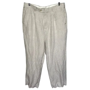 Cubavera Men's 34X30 Ivory Linen Blend Straight Leg Pleated Front Zip Up Pants - Picture 1 of 8