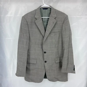 Burberry Men 42L Sport Coat Blazer Beige Houndstooth Print 100% Wool Suit Jacket - Picture 1 of 12