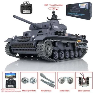 Henglong 3848 1/16 7.0 IR BB Panzer III L RC Tank 360°Turret Metal Idler FPV - Picture 1 of 12