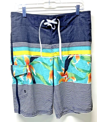 Bañador Mossimo Supply Co Boardshorts para hombre talla 32 rayas florales y negros Foto 1 de 4