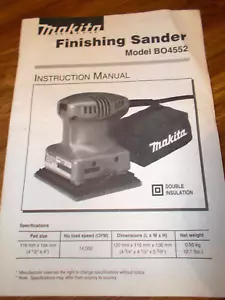 MAKITA FINISHING SANDER MODEL B04552 INSTRUCTION MANUAL - Picture 1 of 7