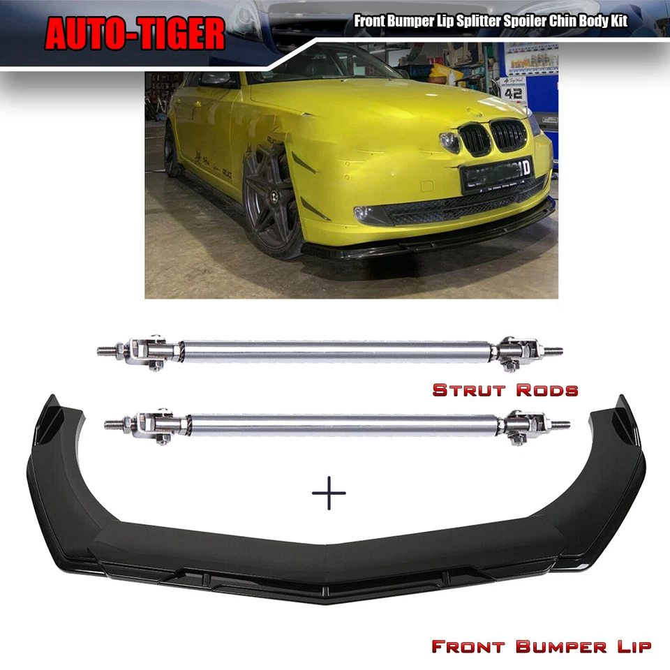 Kit de alerón divisor de parachoques delantero negro brillante para serie 5 520i 528i 530i 535i Foto 1 de 4