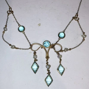 Schöne antike viktorianische edwardianische festoon Halskette karatarm oder goldgefüllt - Bild 1 von 13