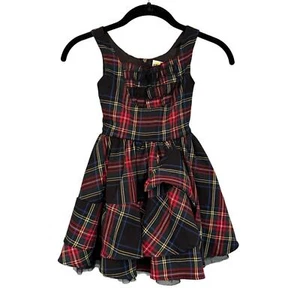 Harajuku Mini Target Dress Kids Girls XS 4/5 Black Red Tartan Plaid Christmas - Picture 1 of 8