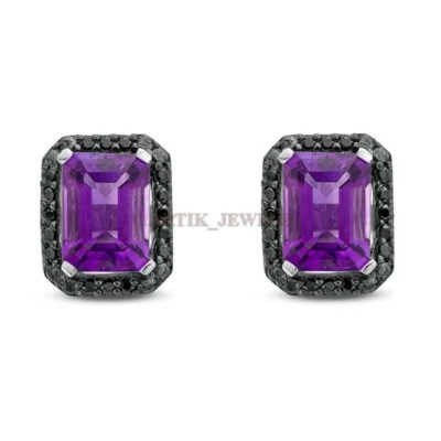 Ametista natural e pedra preciosa espinélio preta com abotoadura de prata esterlina 925 #1705 - Imagem 1 de 3