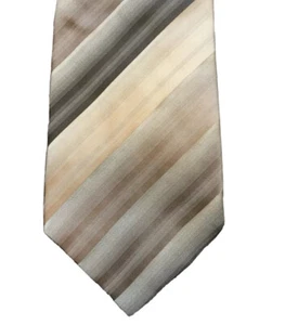 Croft & Barrow Necktie Tie Brown Grey Tan Diagonal Stripes Silk Stain Resistant - Foto 1 di 7