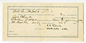 FORT SMITH U. S. MARSHAL VOUCHER 1891. - Imagen 1 de 1