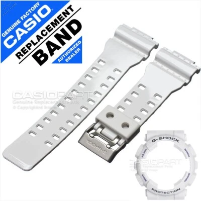 CASIO White Watch Band & Bezel Set G-SHOCK GA-100A-7A GA-100 Rubber Strap Shell - Image 1 of 4