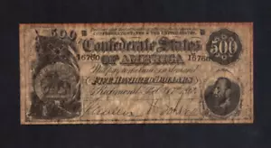 Confederate States, 500 dollars, 1864 **Reproduction** - Picture 1 of 2