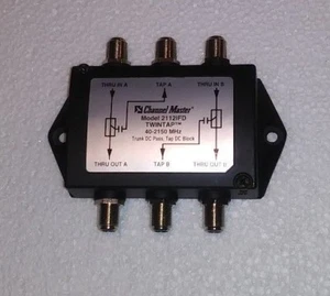 CHANNEL MASTER TWINTAP 2112IFD 40-2150MHz TRUNK DC PASS TAP DC BLOCK G-15 - Picture 1 of 3
