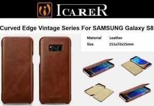 Samsung Galaxy S8 Geldbörse aus echtem Leder handgefertigt von Icarer in braun UK Verkäufer - Bild 1 von 12
