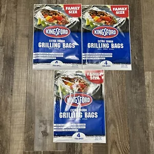 (x3) Kingsford Heavy Duty Aluminum Grill Bags 4 Pack Foil Packets Grilling 12 - Picture 1 of 2