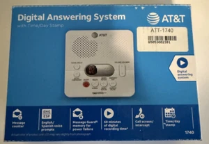 Digital Answering System AT&T with Time and Day Stamp White Model 1740 Open Box - Afbeelding 1 van 5
