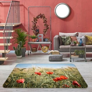 3D Wheat Field Poppies ZHUA2264 Game Non Slip Rug Mat Photo Carpet Amy - Bild 1 von 5