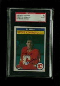 Steve Konroyd 1982-83 O-PEE-CHEE Auto Rookie #48 SGC Authentic! Calgary Flames!