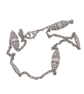 Judith Ripka Sterling Silver Filigree Bead CZ Station Necklace 17.5" - Picture 1 of 7