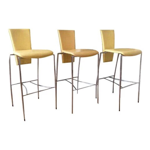 Modern Arper Leather Stilleto Chairs- Set of 3 Cover
